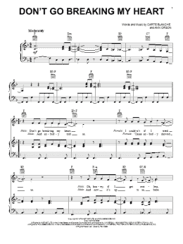 page one of Don't Go Breaking My Heart (Piano, Vocal & Guitar Chords (Right-Hand Melody))