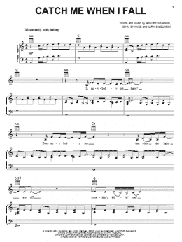 page one of Catch Me When I Fall (Piano, Vocal & Guitar Chords (Right-Hand Melody))