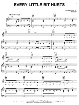 page one of Every Little Bit Hurts (Piano, Vocal & Guitar Chords (Right-Hand Melody))