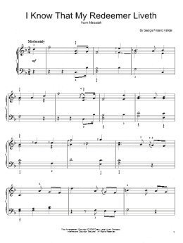 page one of I Know That My Redeemer Liveth (from Messiah) (Easy Piano)