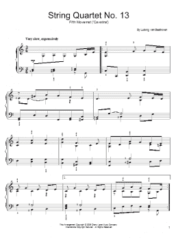 page one of Cavatina (Easy Piano)