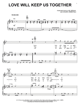page one of Love Will Keep Us Together (Piano, Vocal & Guitar Chords (Right-Hand Melody))