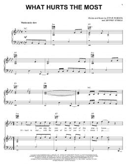page one of What Hurts The Most (Piano, Vocal & Guitar Chords (Right-Hand Melody))