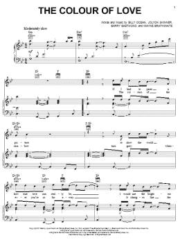 page one of The Colour Of Love (Piano, Vocal & Guitar Chords (Right-Hand Melody))