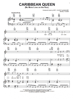page one of Caribbean Queen (No More Love On The Run) (Piano, Vocal & Guitar Chords (Right-Hand Melody))