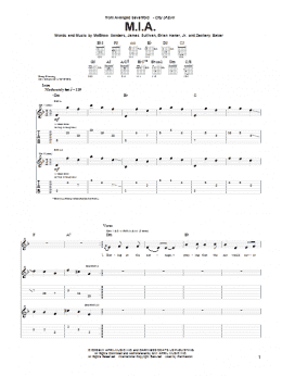 page one of M.I.A. (Guitar Tab)