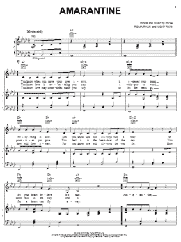 page one of Amarantine (Piano, Vocal & Guitar Chords (Right-Hand Melody))