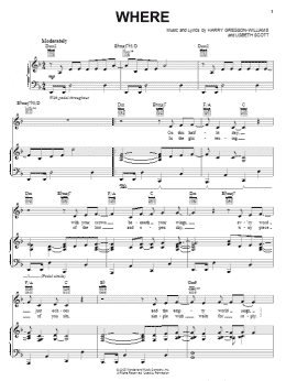 page one of Where (Piano, Vocal & Guitar Chords (Right-Hand Melody))
