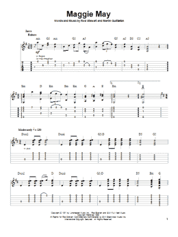 page one of Maggie May (Guitar Tab (Single Guitar))