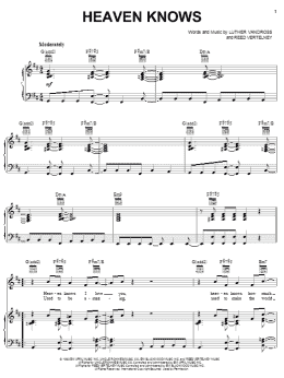 page one of Heaven Knows (Piano, Vocal & Guitar Chords (Right-Hand Melody))