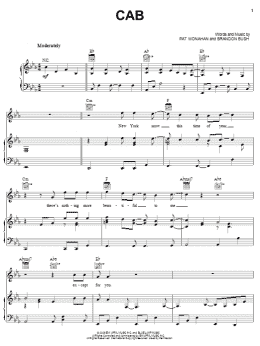 page one of Cab (Piano, Vocal & Guitar Chords (Right-Hand Melody))