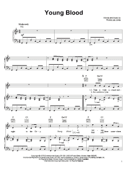 page one of Young Blood (Piano, Vocal & Guitar Chords (Right-Hand Melody))