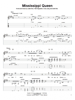 page one of Mississippi Queen (Guitar Tab (Single Guitar))
