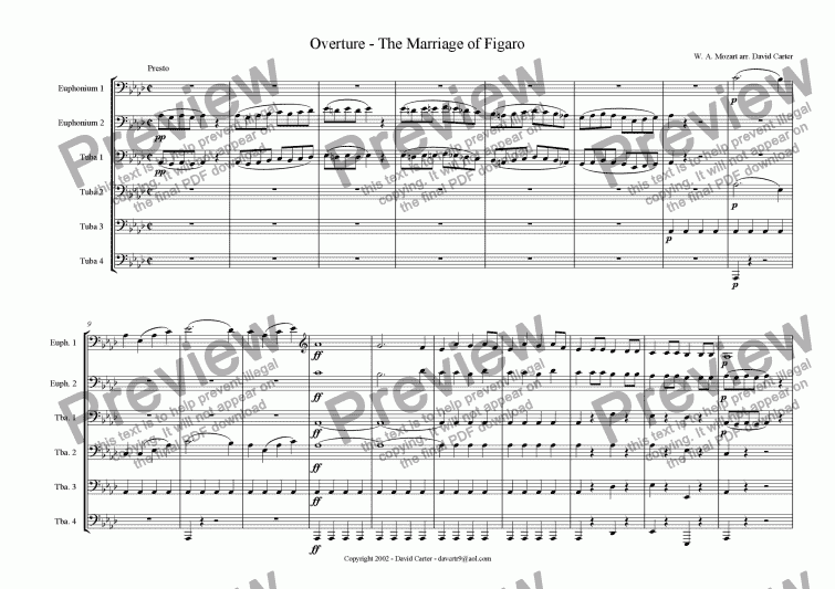 page one of Overture to The Marriage of Figaro