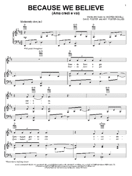 page one of Because We Believe (Piano, Vocal & Guitar Chords (Right-Hand Melody))