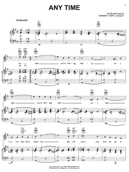 page one of Any Time (Piano, Vocal & Guitar Chords (Right-Hand Melody))