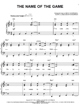 page one of The Name Of The Game (Easy Piano)