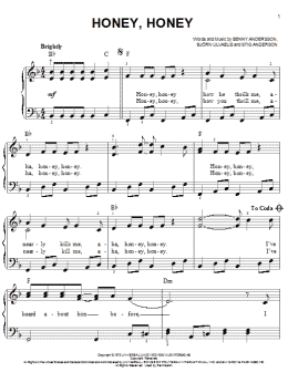 page one of Honey, Honey (Easy Piano)