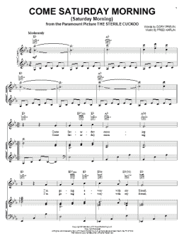 page one of Come Saturday Morning (Saturday Morning) (Piano, Vocal & Guitar Chords (Right-Hand Melody))