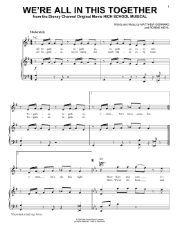 page one of We're All In This Together (from High School Musical) (Piano, Vocal & Guitar Chords (Right-Hand Melody))