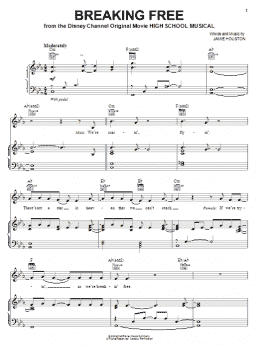 page one of Breaking Free (from High School Musical) (Piano, Vocal & Guitar Chords (Right-Hand Melody))