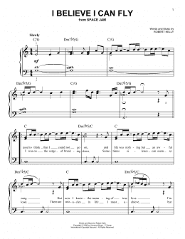 page one of I Believe I Can Fly (Easy Piano)
