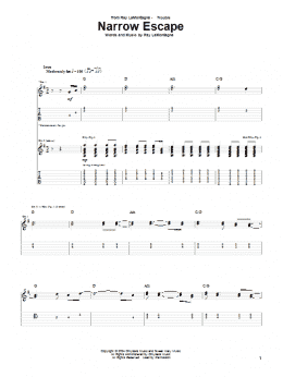 page one of Narrow Escape (Guitar Tab)