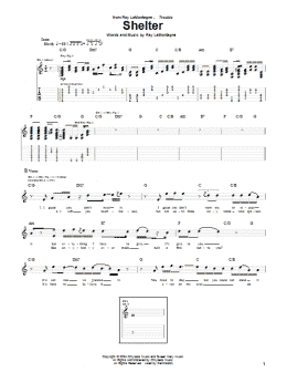 page one of Shelter (Guitar Tab)