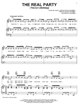 page one of The Real Party (Trevon's Birthday) (Piano, Vocal & Guitar Chords (Right-Hand Melody))