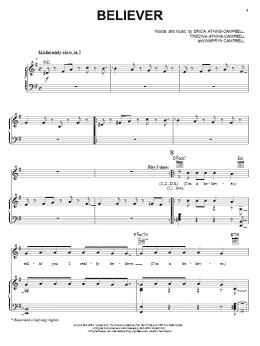 page one of Believer (Piano, Vocal & Guitar Chords (Right-Hand Melody))