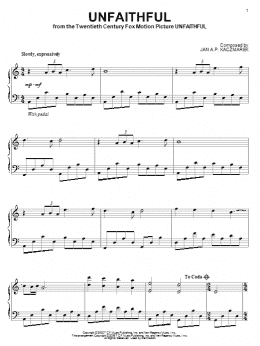 page one of Unfaithful (Piano Solo)