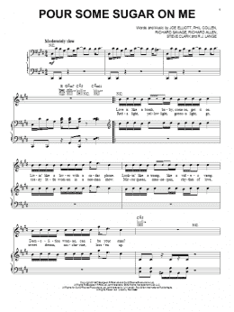 page one of Pour Some Sugar On Me (Piano, Vocal & Guitar Chords (Right-Hand Melody))