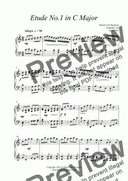 page one of Etude No.1 in C Major for Piano