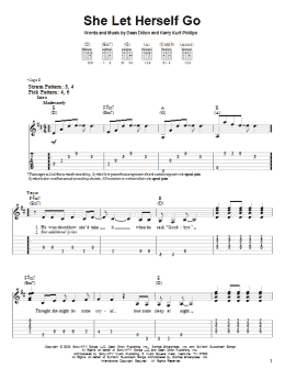 page one of She Let Herself Go (Easy Guitar Tab)