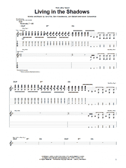 page one of Living In The Shadows (Guitar Tab)