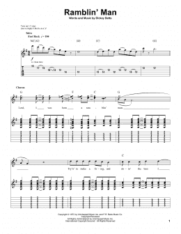 page one of Ramblin' Man (Guitar Tab (Single Guitar))