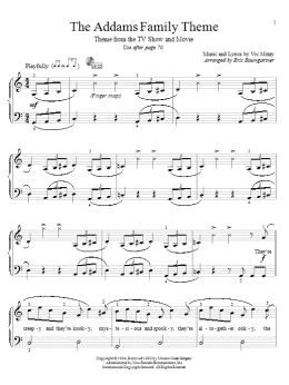 page one of The Addams Family Theme (Educational Piano)