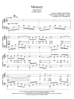 page one of Memory (from Cats) (arr. Eric Baumgartner) (Educational Piano)