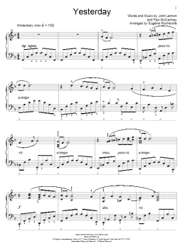 page one of Yesterday (Educational Piano)
