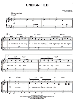 page one of Undignified (Easy Piano)