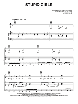 page one of Stupid Girls (Piano, Vocal & Guitar Chords (Right-Hand Melody))