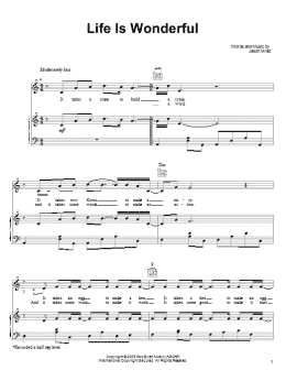 page one of Life Is Wonderful (Piano, Vocal & Guitar Chords (Right-Hand Melody))