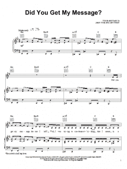 page one of Did You Get My Message? (Piano, Vocal & Guitar Chords (Right-Hand Melody))