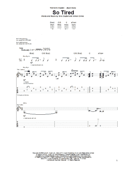 page one of So Tired (Guitar Tab)
