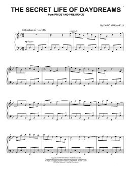 page one of The Secret Life Of Daydreams (from Pride And Prejudice) (Piano Solo)