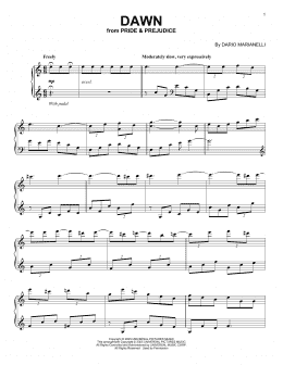 page one of Dawn (from Pride And Prejudice) (Piano Solo)