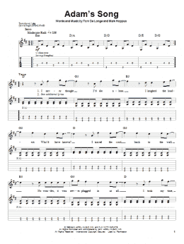page one of Adam's Song (Guitar Tab (Single Guitar))