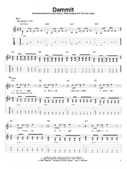 page one of Dammit (Guitar Tab (Single Guitar))