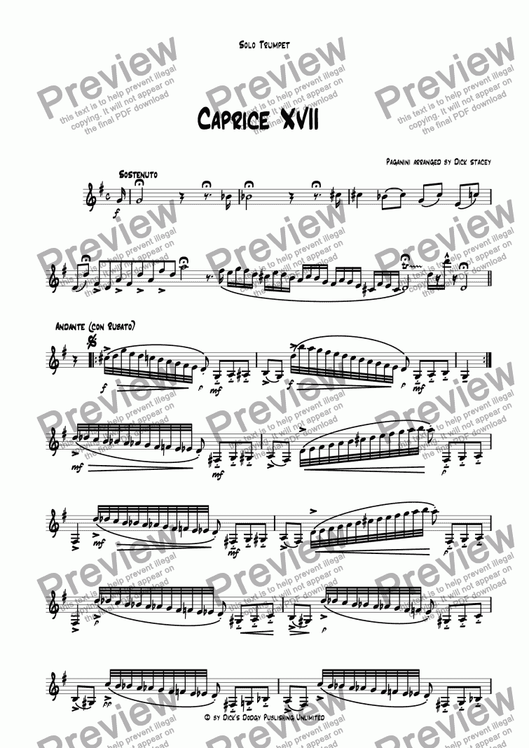 page one of Caprice XVII (Paganini)