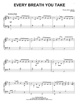 page one of Every Breath You Take (Piano Solo)